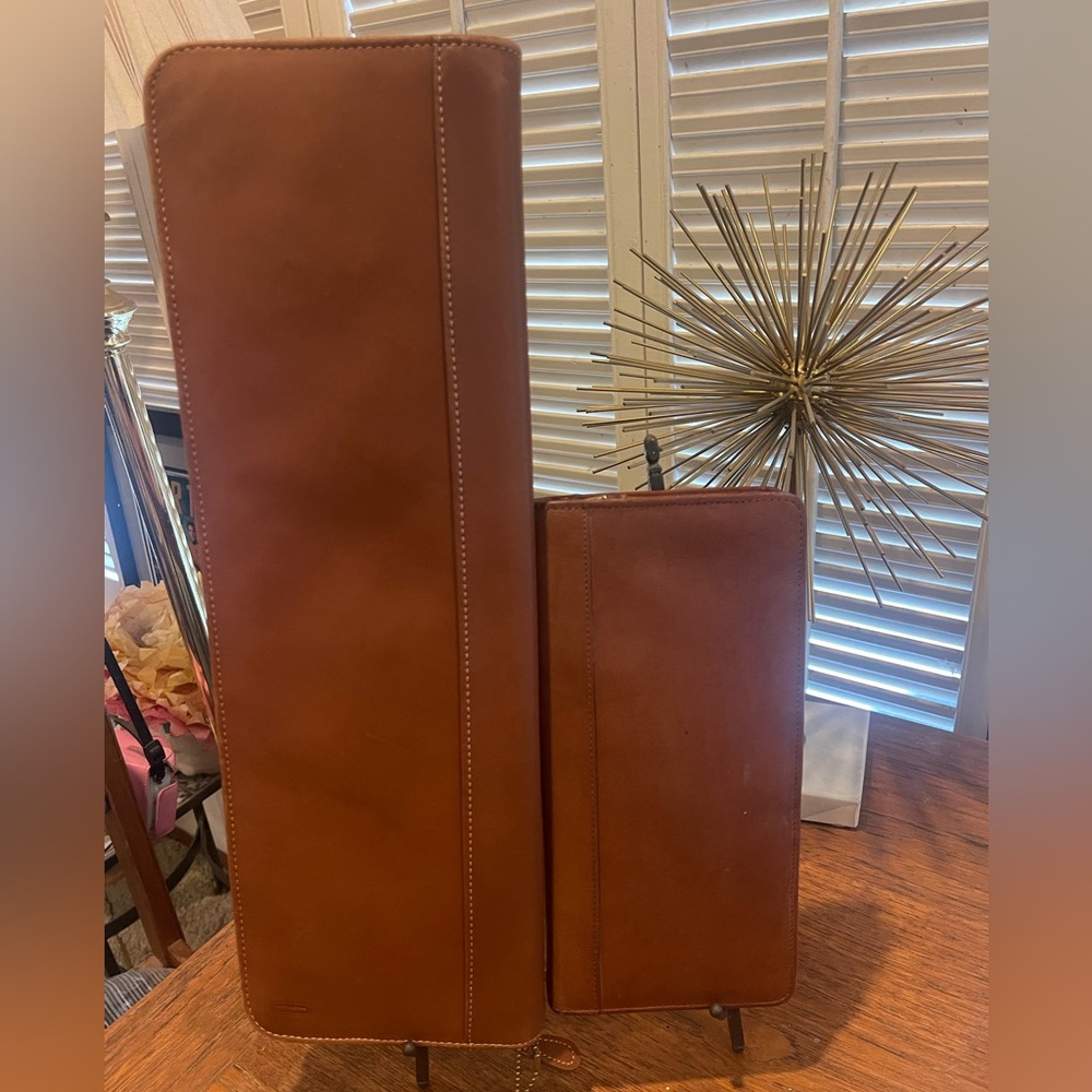 Vintage Coach Leather Tie Case and Travel Wallet Set